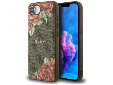 Funda Guess 4G con estampado floral y MagSafe para iPhone 16e - marr�n