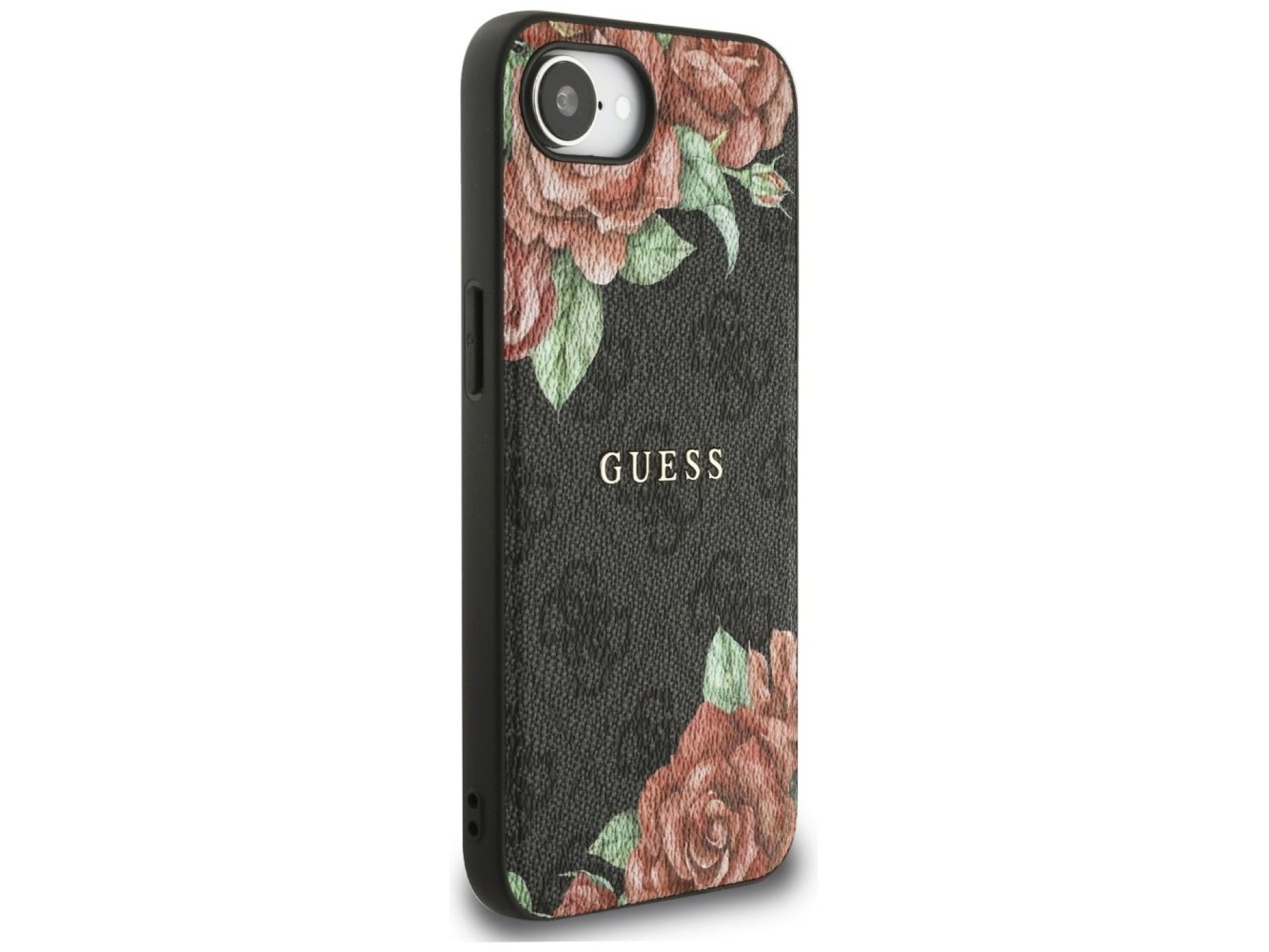Guess 4G Flowers Print MagSafe case for iPhone 16e - black
