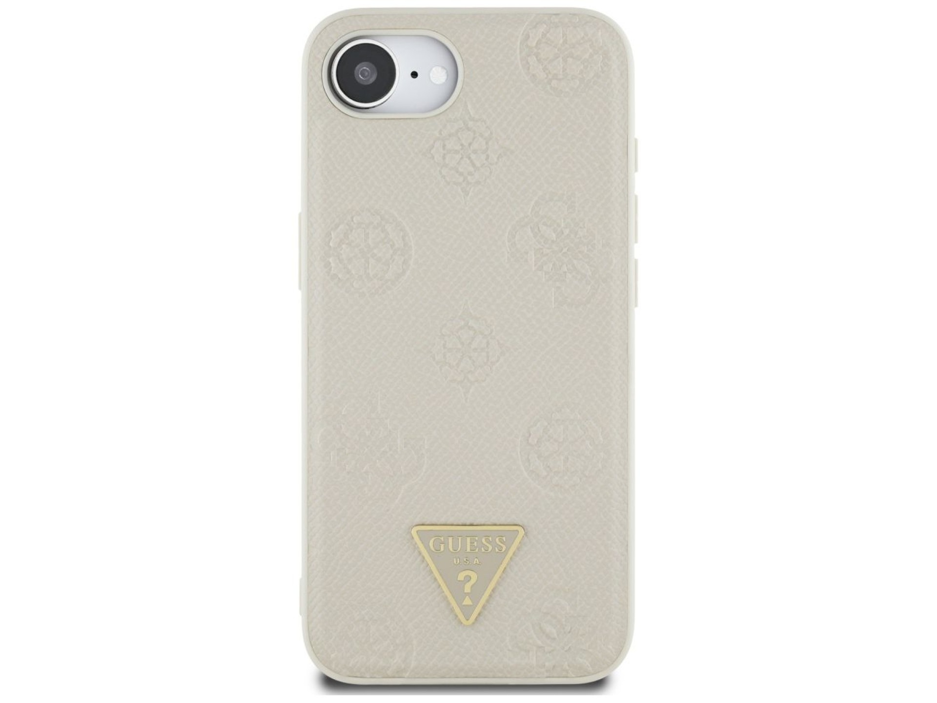 Guess Grained Hot Stamp Peony Triangle Logo MagSafe case for iPhone 16e - beige