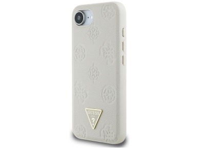Guess Grained Hot Stamp Peony Triangle Logo MagSafe case for iPhone 16e - beige Guess Grained Hot Stamp Peony Triangle Logo MagSafe case for iPhone 16e - beige