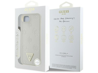 Guess Grained Hot Stamp Peony Triangle Logo MagSafe case for iPhone 16e - beige Guess Grained Hot Stamp Peony Triangle Logo MagSafe case for iPhone 16e - beige