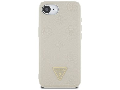 Guess Grained Hot Stamp Peony Triangle Logo MagSafe case for iPhone 16e - beige Guess Grained Hot Stamp Peony Triangle Logo MagSafe case for iPhone 16e - beige