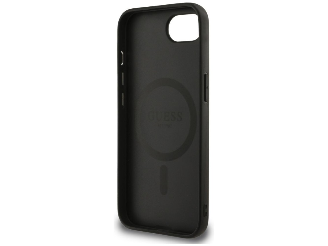Guess 4G Flowers Print MagSafe case for iPhone 16e - black