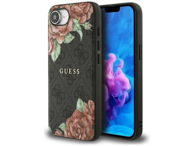 Guess 4G Flowers Print MagSafe case for iPhone 16e - black Guess 4G Flowers Print MagSafe case for iPhone 16e - black