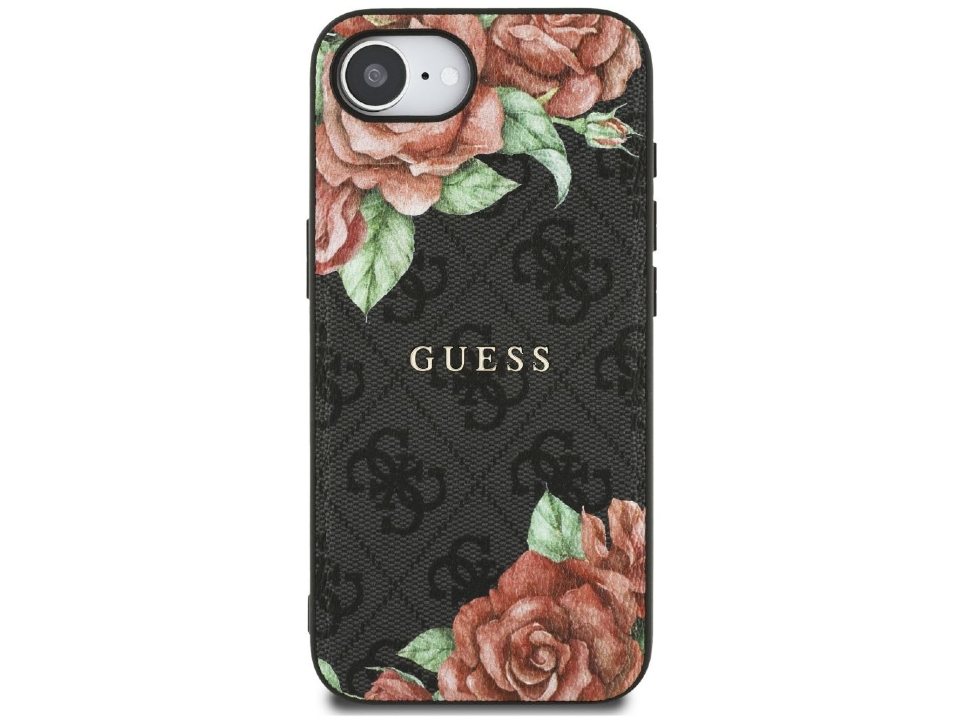 Guess 4G Flowers Print MagSafe case for iPhone 16e - black
