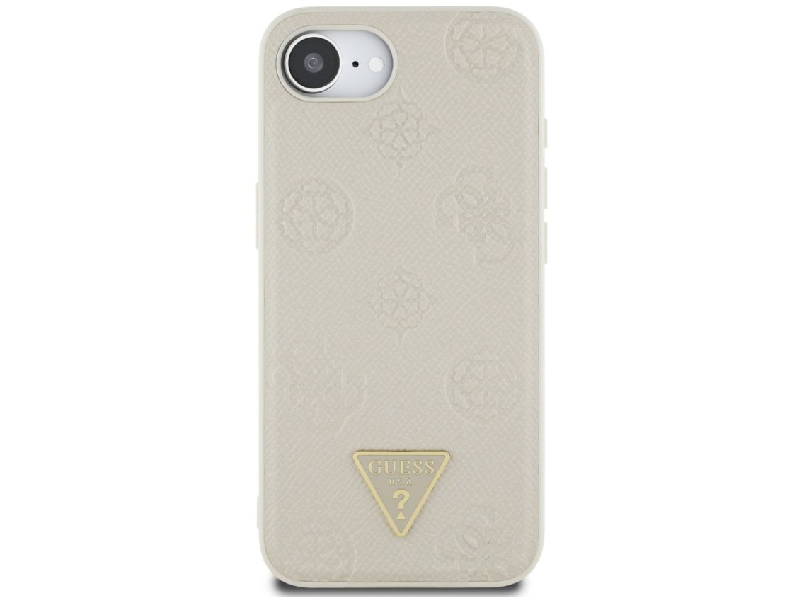Guess Grained Hot Stamp Peony Triangle Logo MagSafe case for iPhone 16e - beige