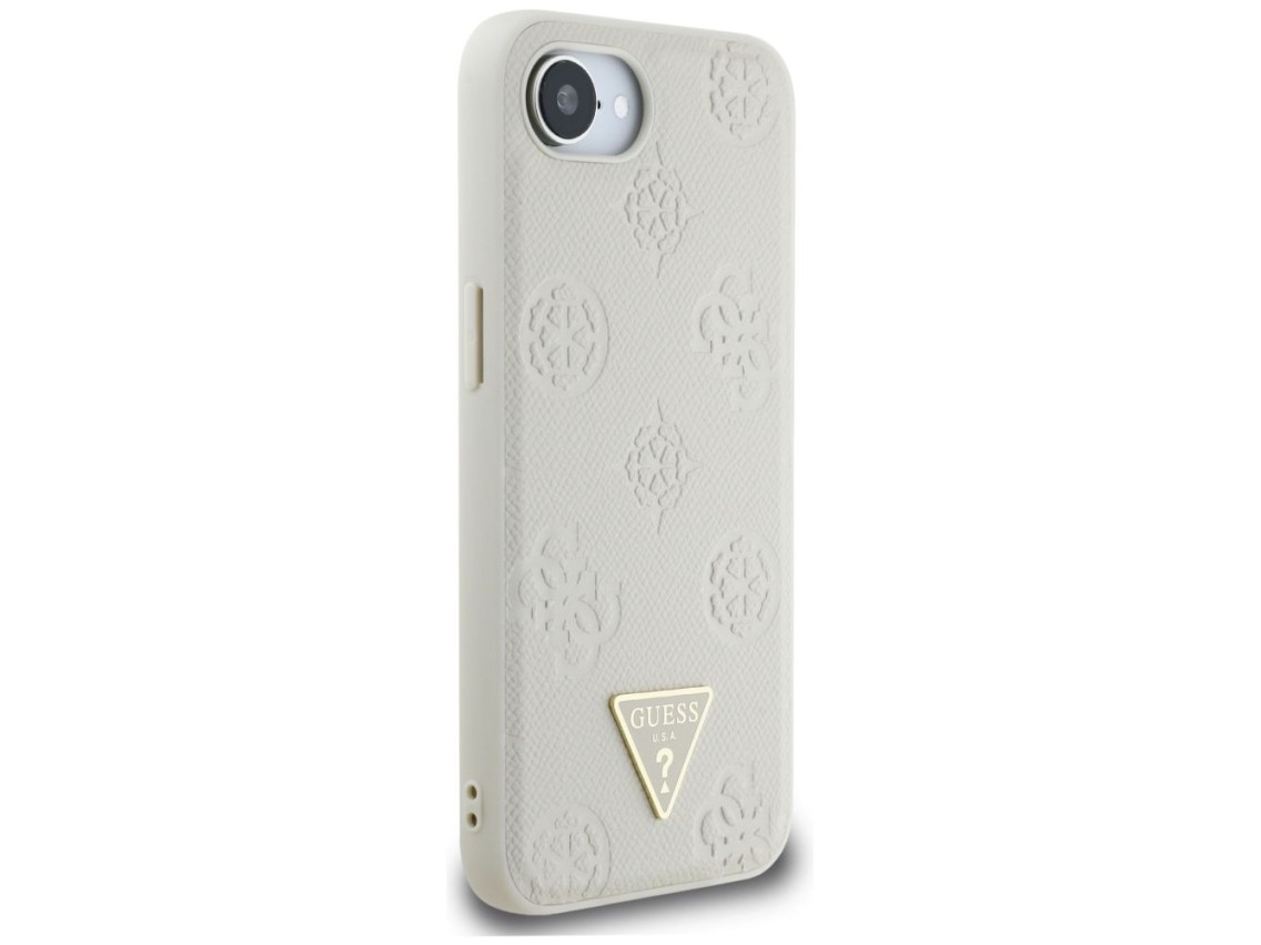 Guess Grained Hot Stamp Peony Triangle Logo MagSafe case for iPhone 16e - beige