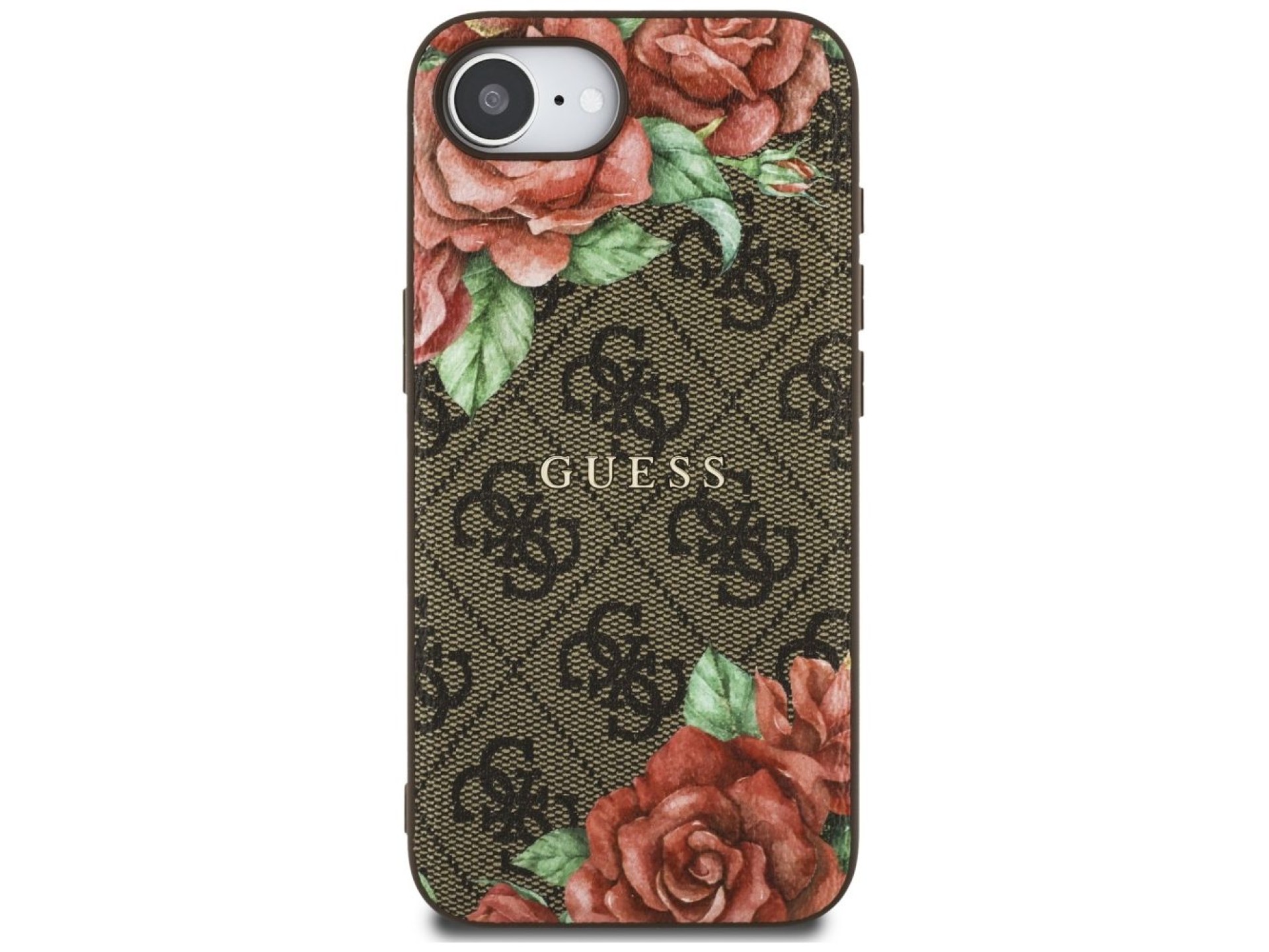 Guess 4G Flowers Print MagSafe case for iPhone 16e - brown