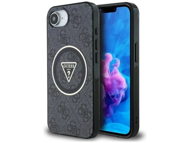 Guess IML Metal Glitter 4G Circle Triangle MagSafe Case for iPhone 16e - Black Guess IML Metal Glitter 4G Circle Triangle MagSafe Case for iPhone 16e - Black