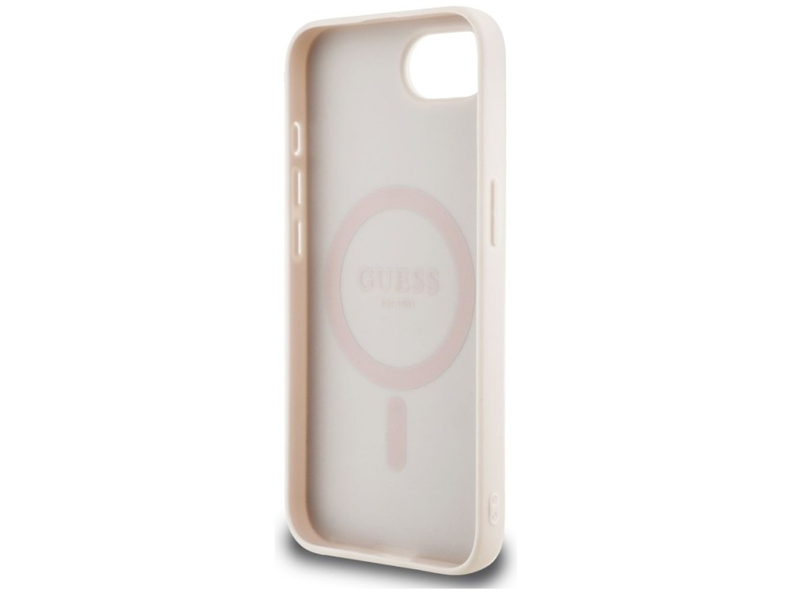 Capa Guess 4G com estampa de flores e MagSafe para iPhone 16e - Rosa