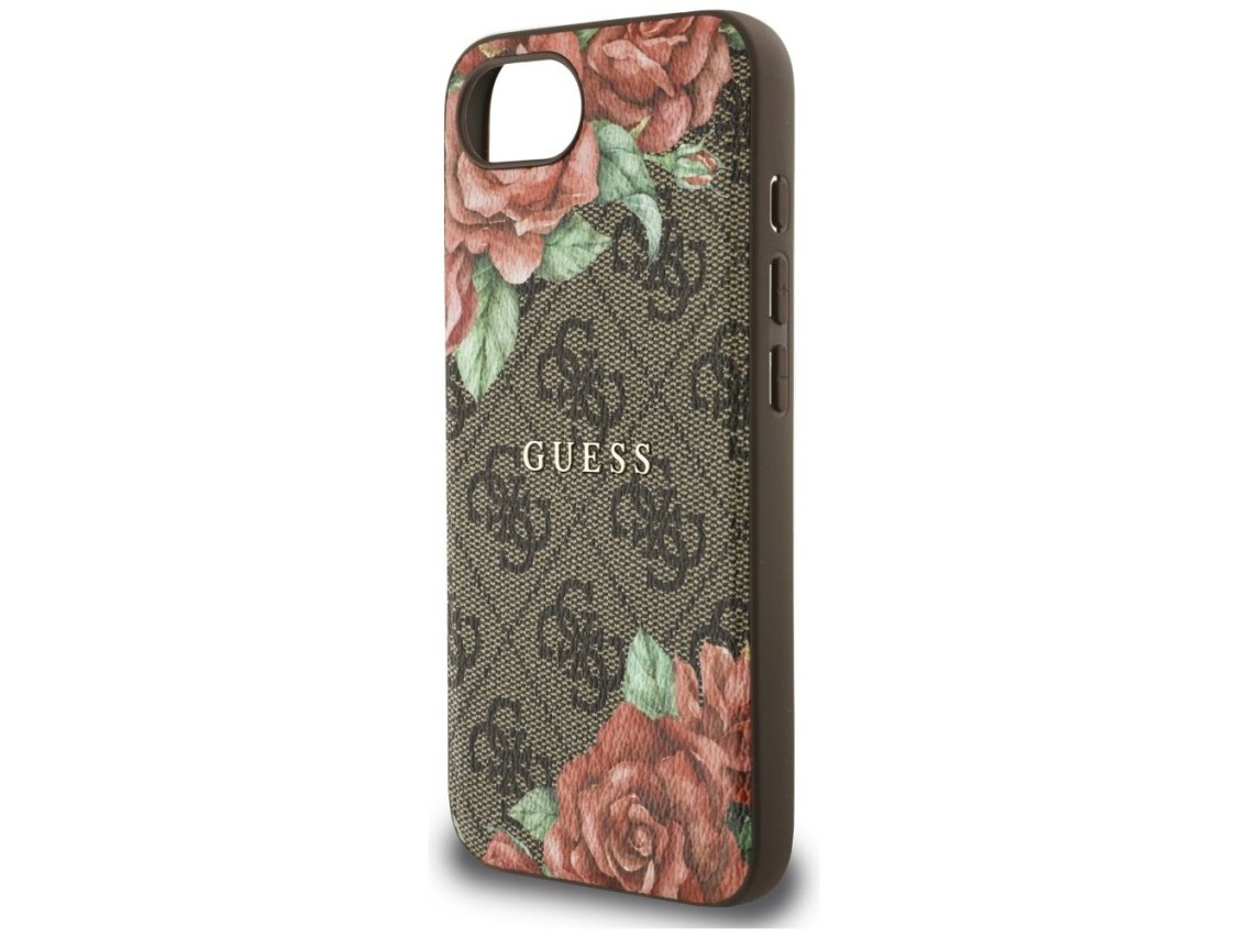 Guess 4G Flowers Print MagSafe case for iPhone 16e - brown