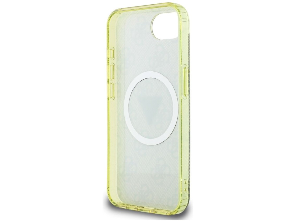 Funda Guess IML Metal Glitter 4G Circle Triangle MagSafe para iPhone 16e - marrón