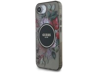 Capa Guess IML Flowers MagSafe para iPhone 16e - Preta Capa Guess IML Flowers MagSafe para iPhone 16e - Preta