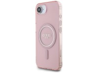 Capa Guess IML Glitter Circle MagSafe para iPhone 16e - rosa Capa Guess IML Glitter Circle MagSafe para iPhone 16e - rosa