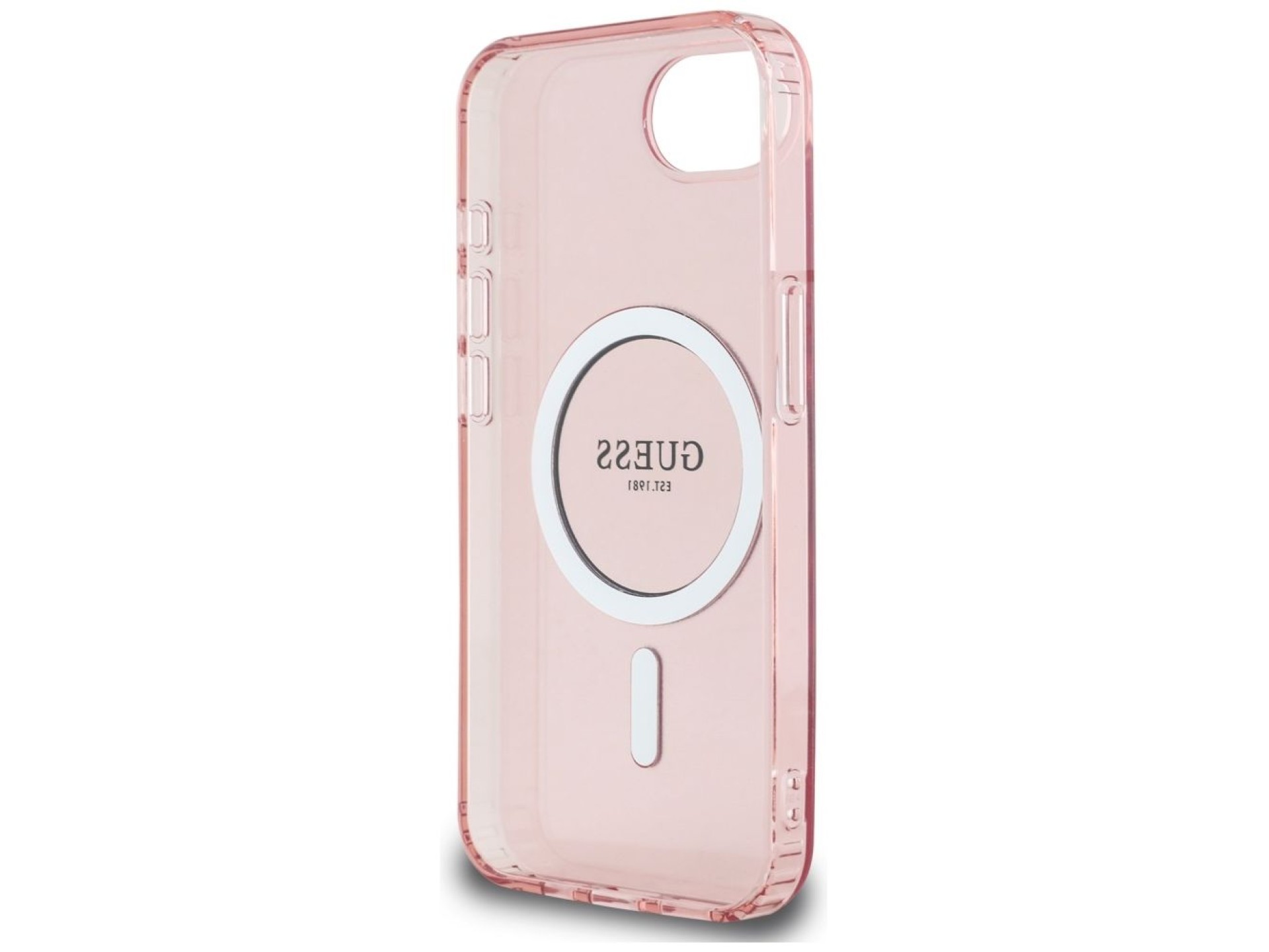 Capa Guess IML Glitter Circle MagSafe para iPhone 16e - rosa
