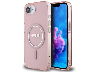 Guess IML Glitter Circle MagSafe case for iPhone 16e - pink Guess IML Glitter Circle MagSafe case for iPhone 16e - pink
