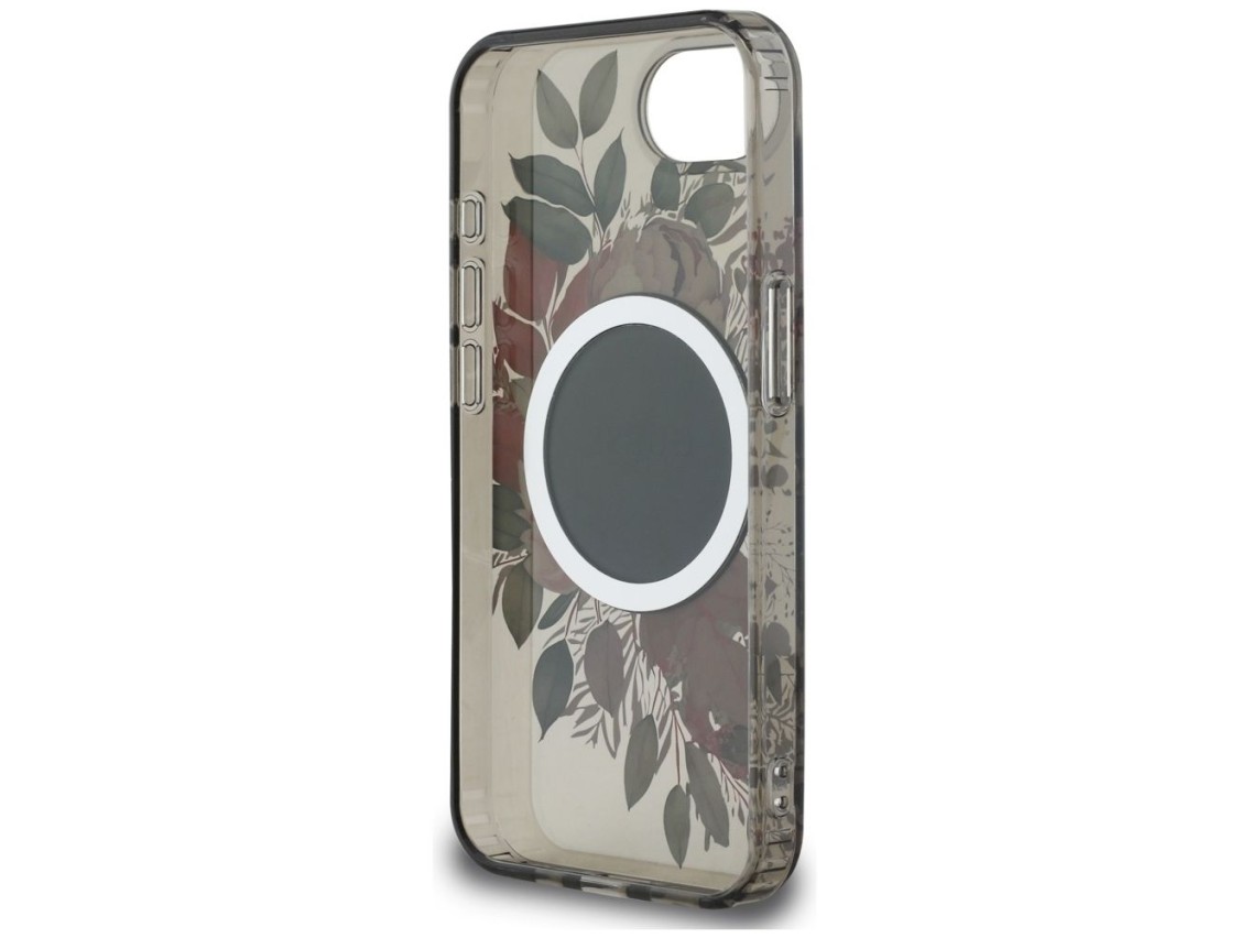 Capa Guess IML Flowers MagSafe para iPhone 16e - Preta