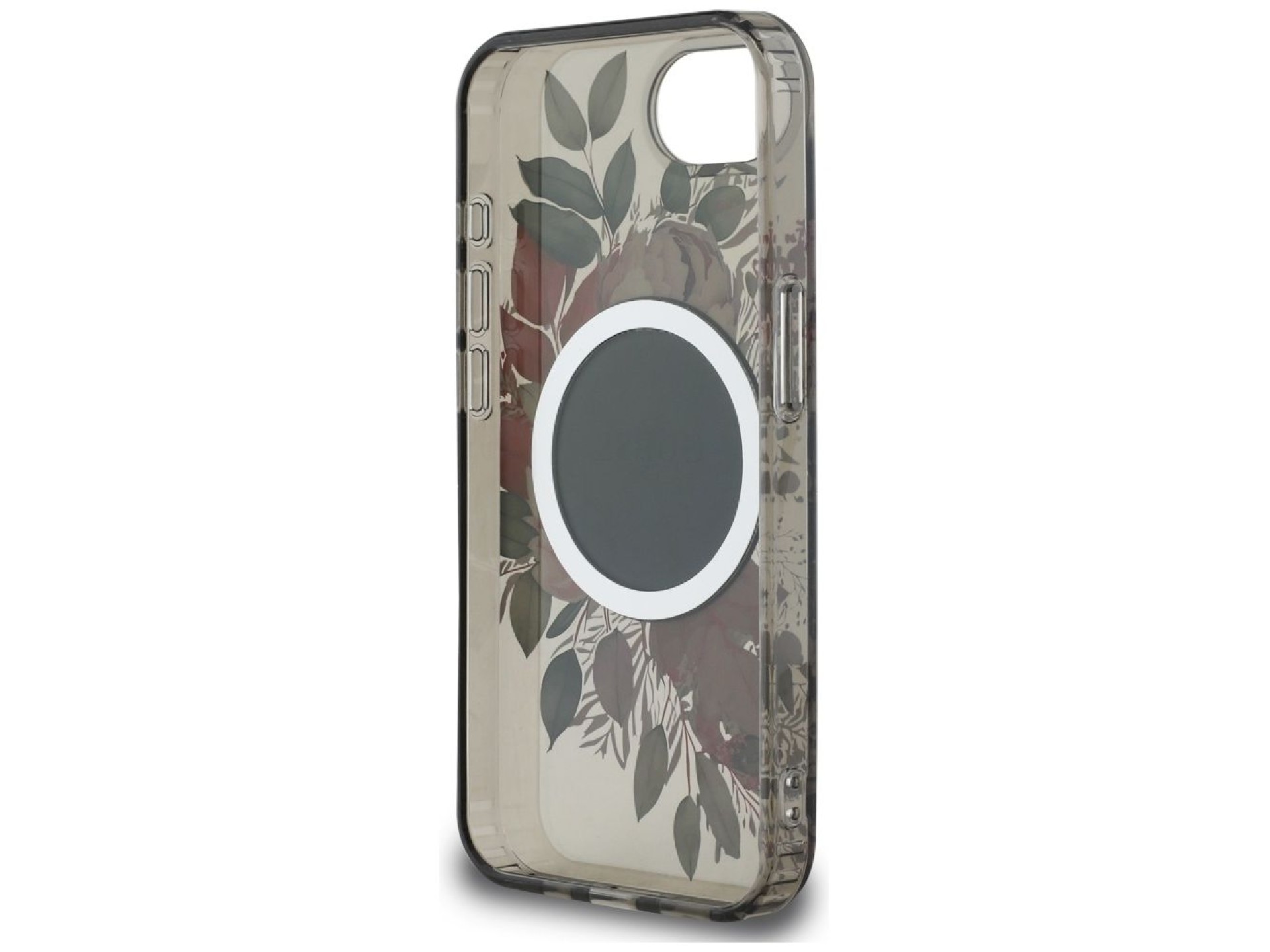Capa Guess IML Flowers MagSafe para iPhone 16e - Preta