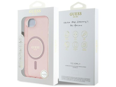 Guess IML Glitter Circle MagSafe case for iPhone 16e - pink Guess IML Glitter Circle MagSafe case for iPhone 16e - pink