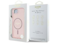 Capa Guess IML Glitter Circle MagSafe para iPhone 16e - rosa Capa Guess IML Glitter Circle MagSafe para iPhone 16e - rosa