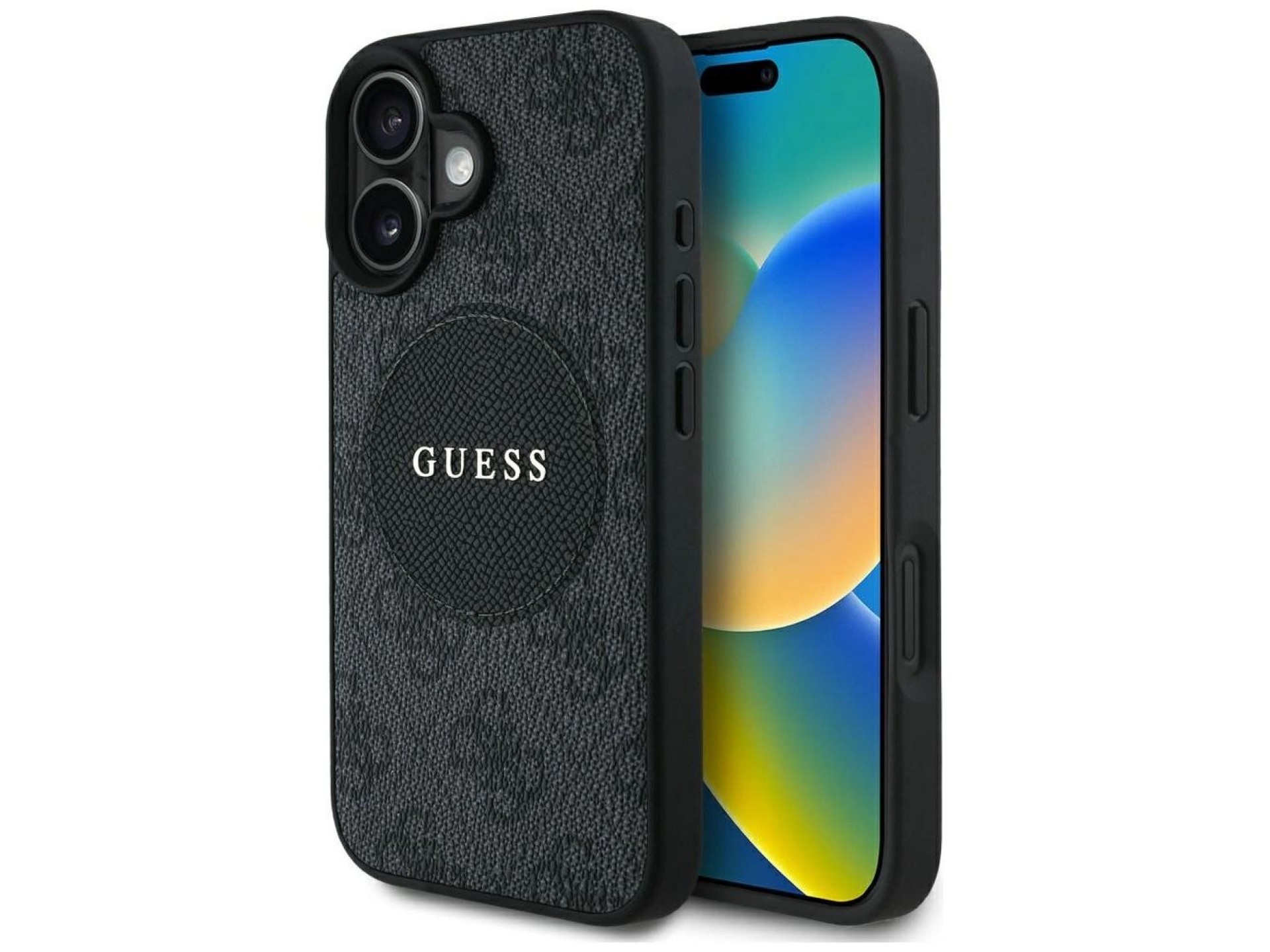 Funda Guess 4G Circle Classic Logo MagSafe para iPhone 16 - negra