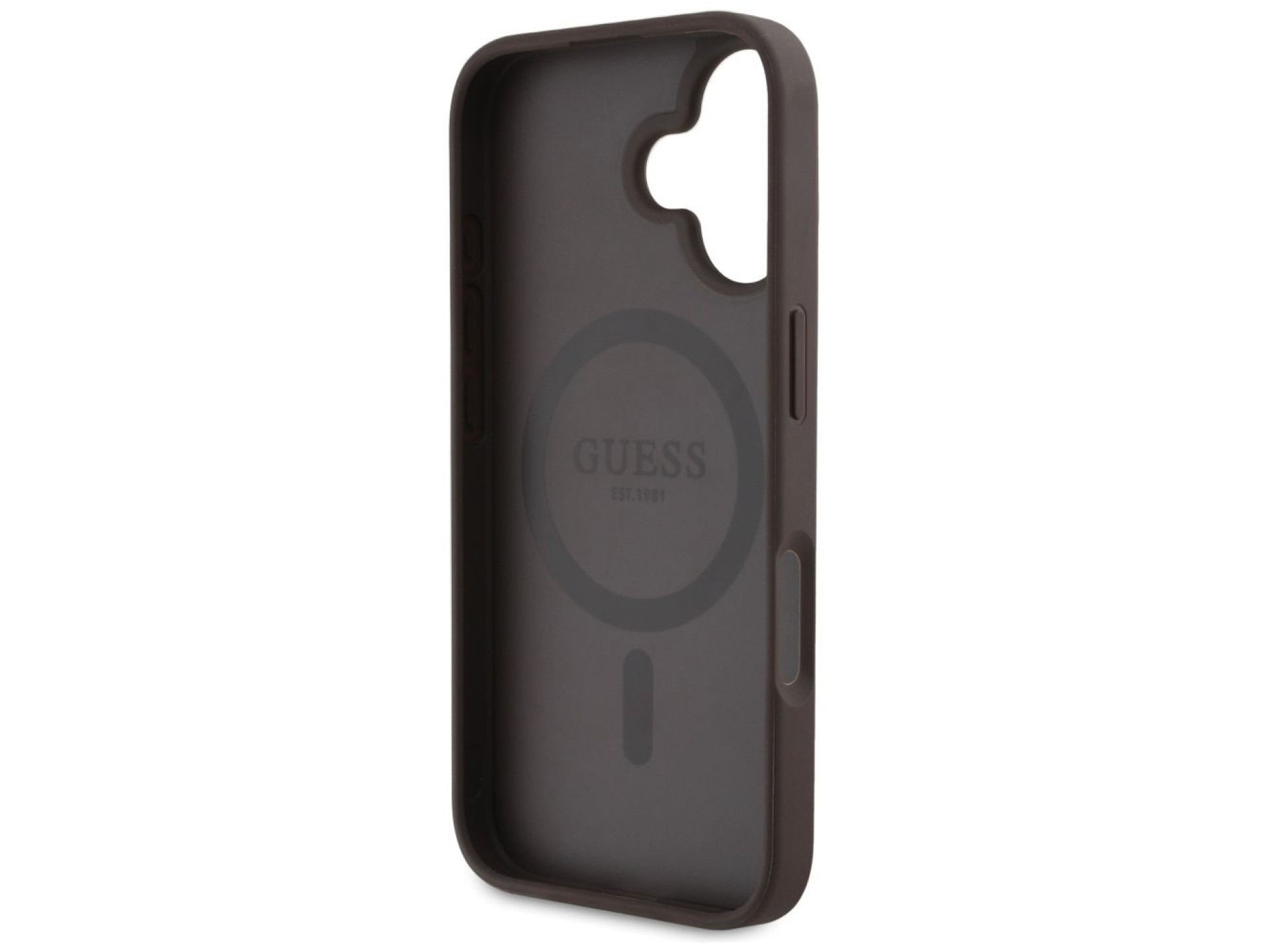 Guess 4G Circle Classic Logo MagSafe case for iPhone 16 - brown