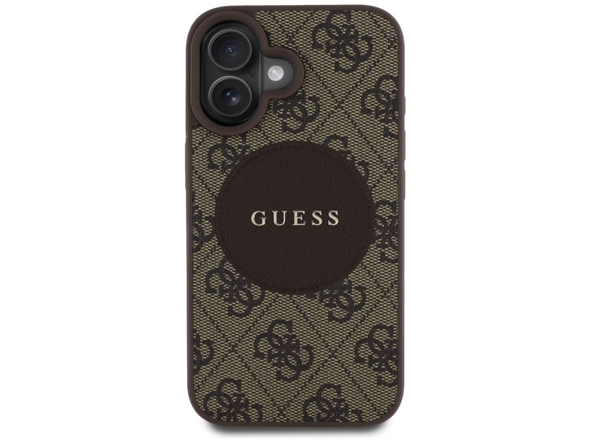 Guess 4G Circle Classic Logo MagSafe case for iPhone 16 - brown