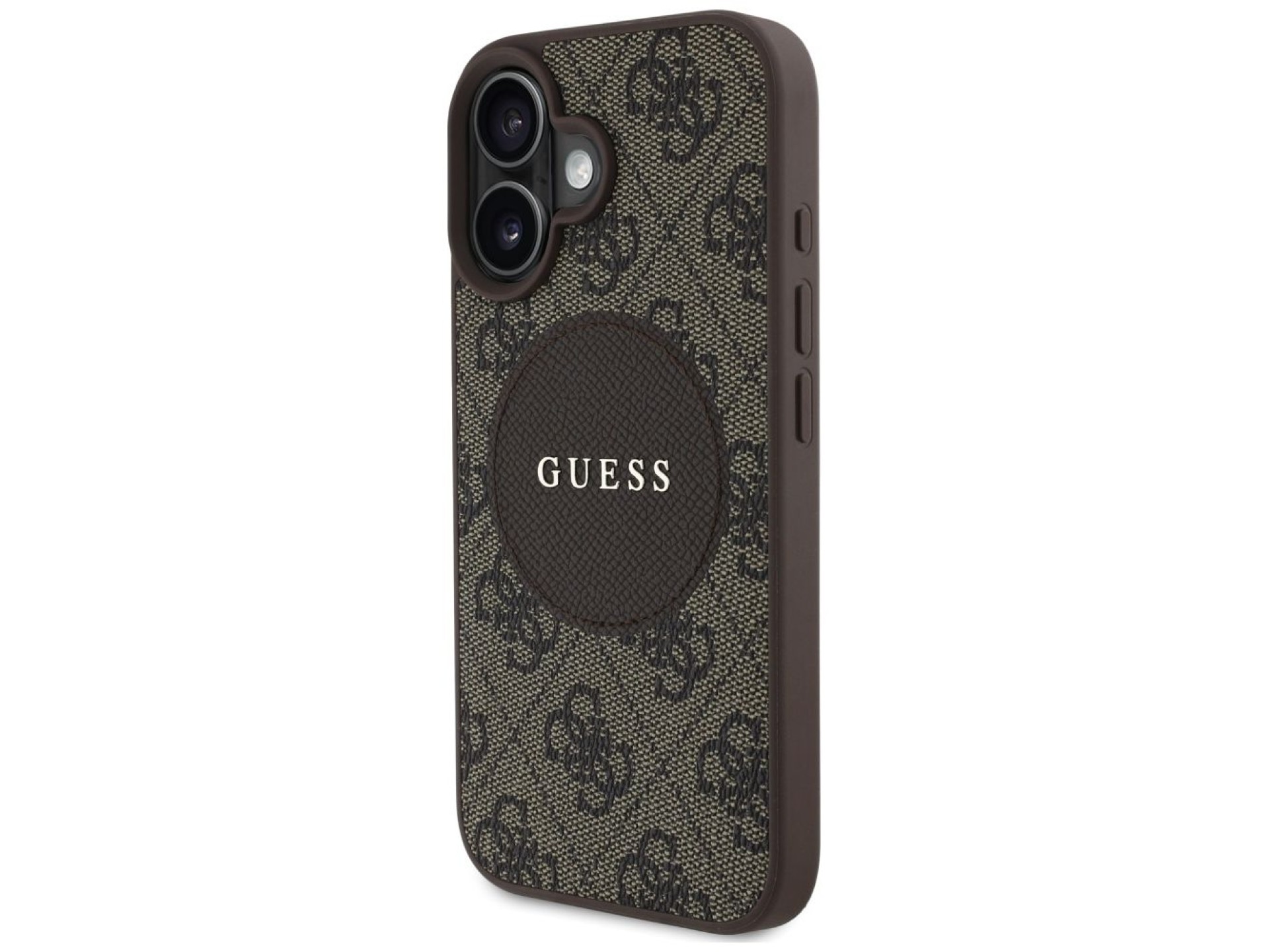 Guess 4G Circle Classic Logo MagSafe case for iPhone 16 - brown