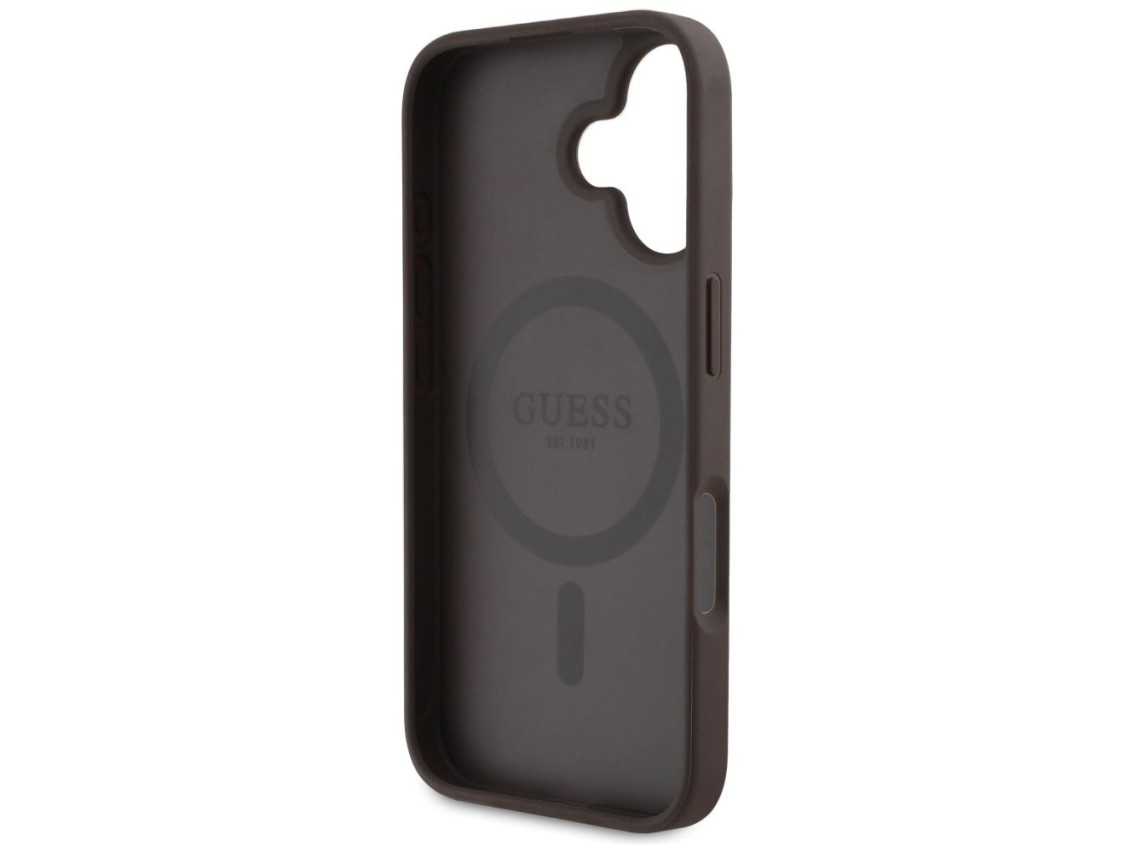 Guess 4G Circle Classic Logo MagSafe case for iPhone 16 - brown