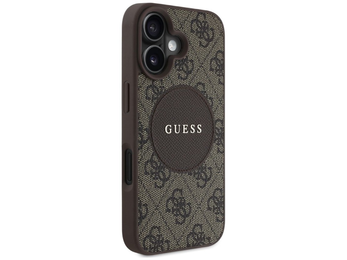 Guess 4G Circle Classic Logo MagSafe case for iPhone 16 - brown