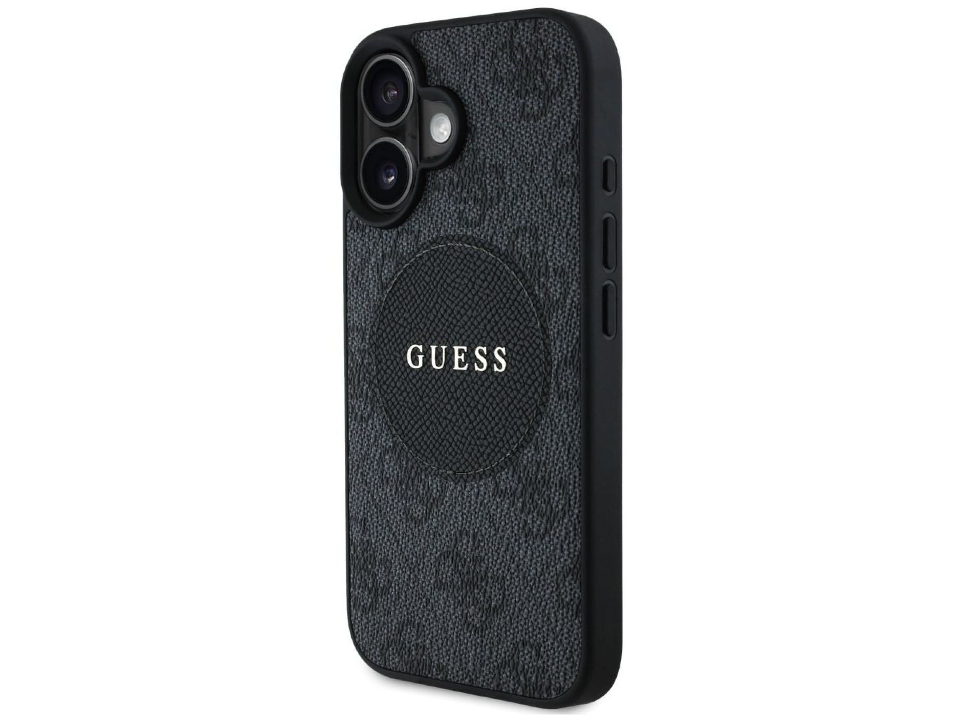 Funda Guess 4G Circle Classic Logo MagSafe para iPhone 16 - negra