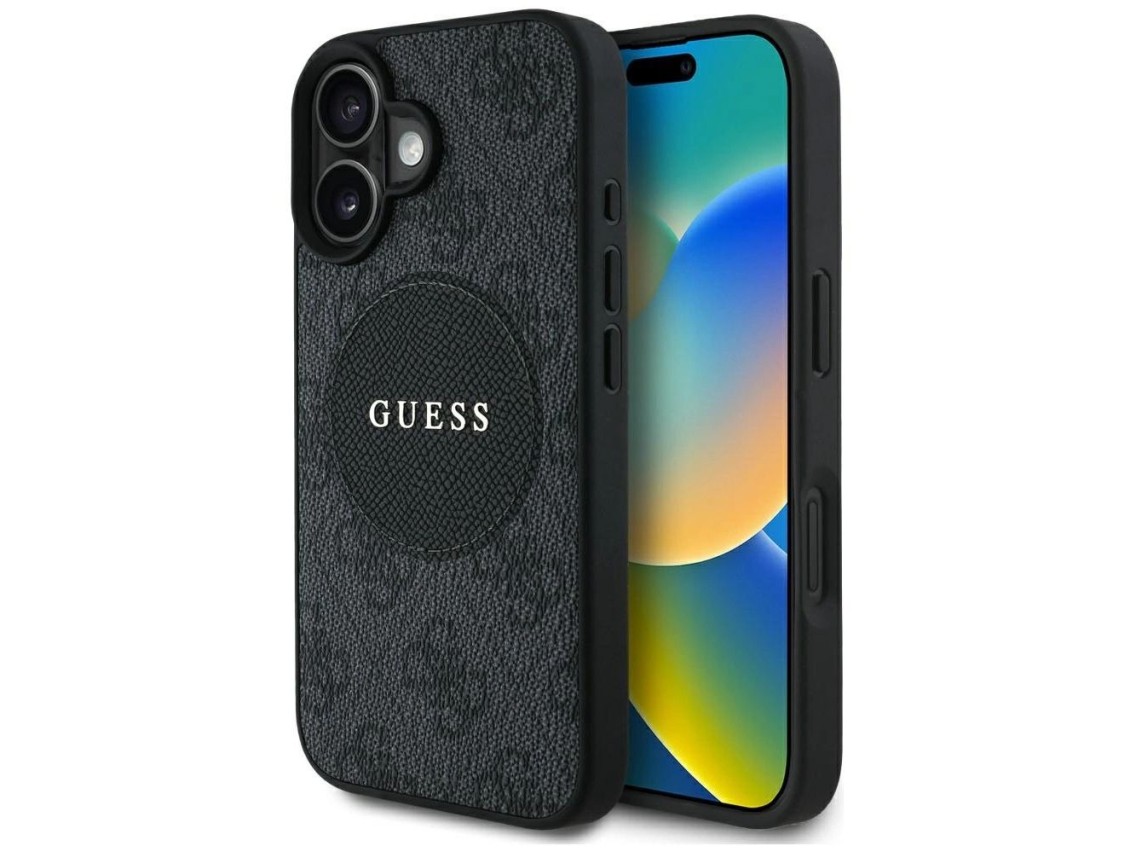Funda Guess 4G Circle Classic Logo MagSafe para iPhone 16 - negra