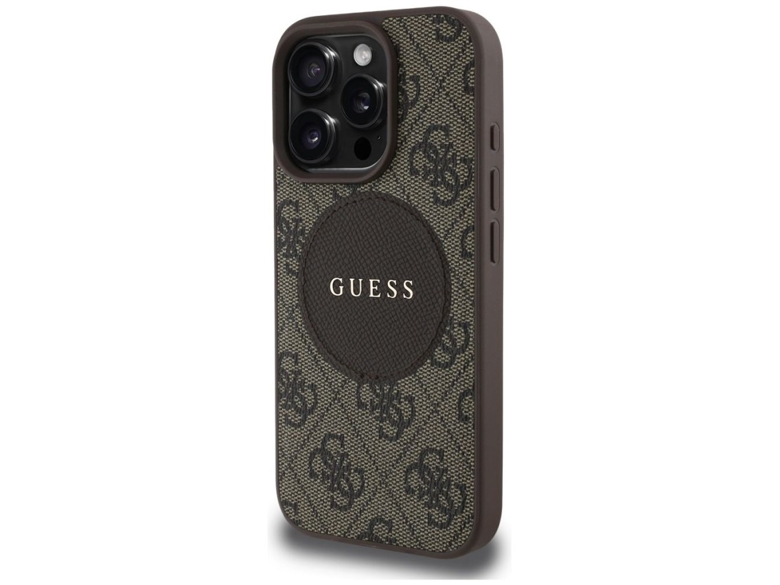 Funda Guess 4G Circle Classic Logo MagSafe para iPhone 16 Pro Max - marrón