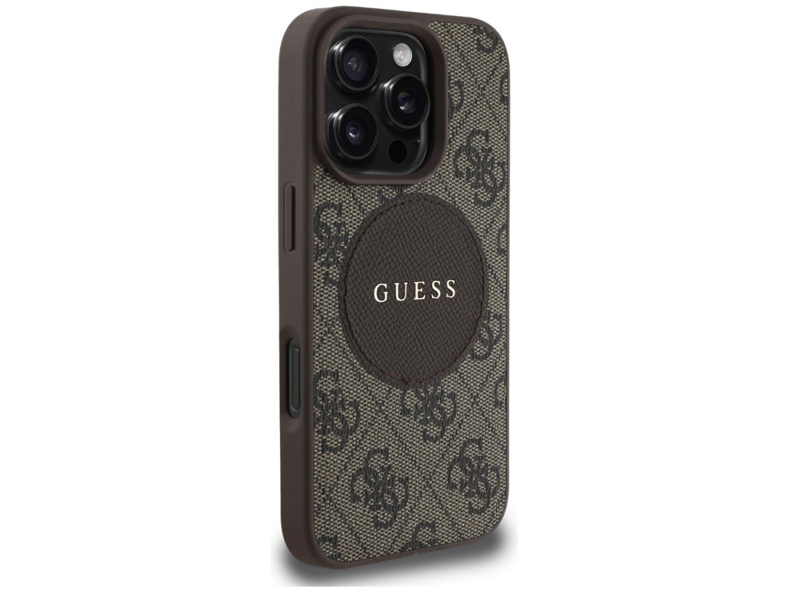 Funda Guess 4G Circle Classic Logo MagSafe para iPhone 16 Pro Max - marrón