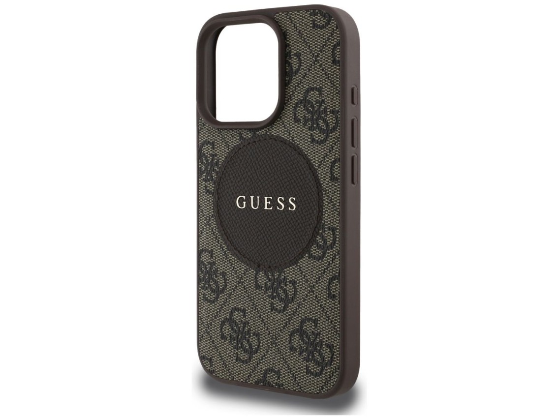 Funda Guess 4G Circle Classic Logo MagSafe para iPhone 16 Pro Max - marrón