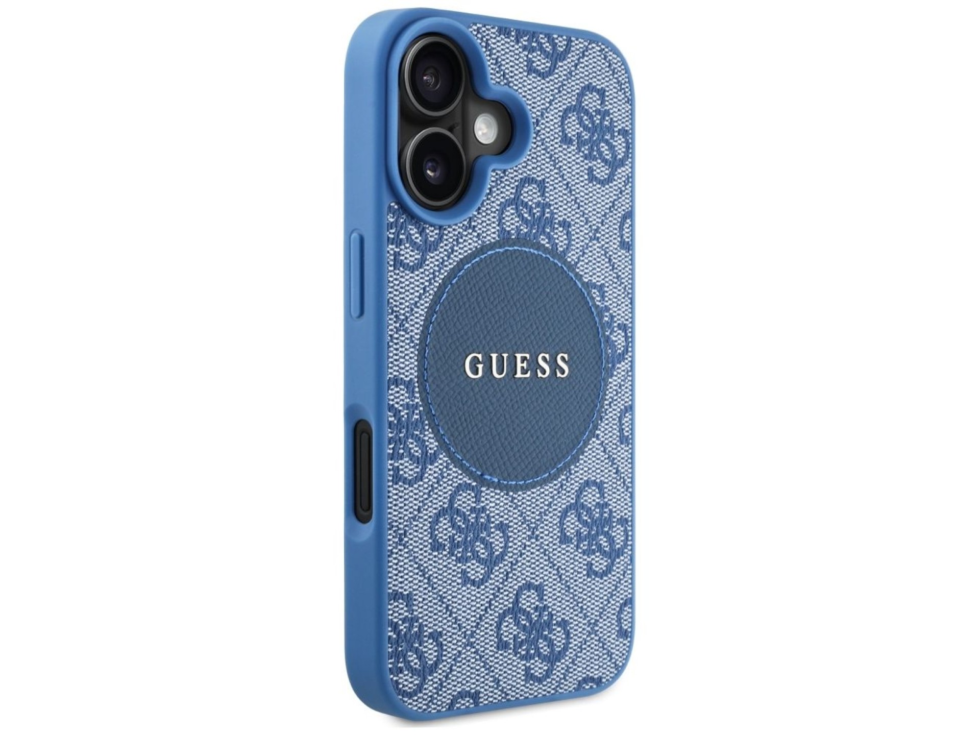 Funda Guess 4G Circle Classic Logo MagSafe para iPhone 16 - azul