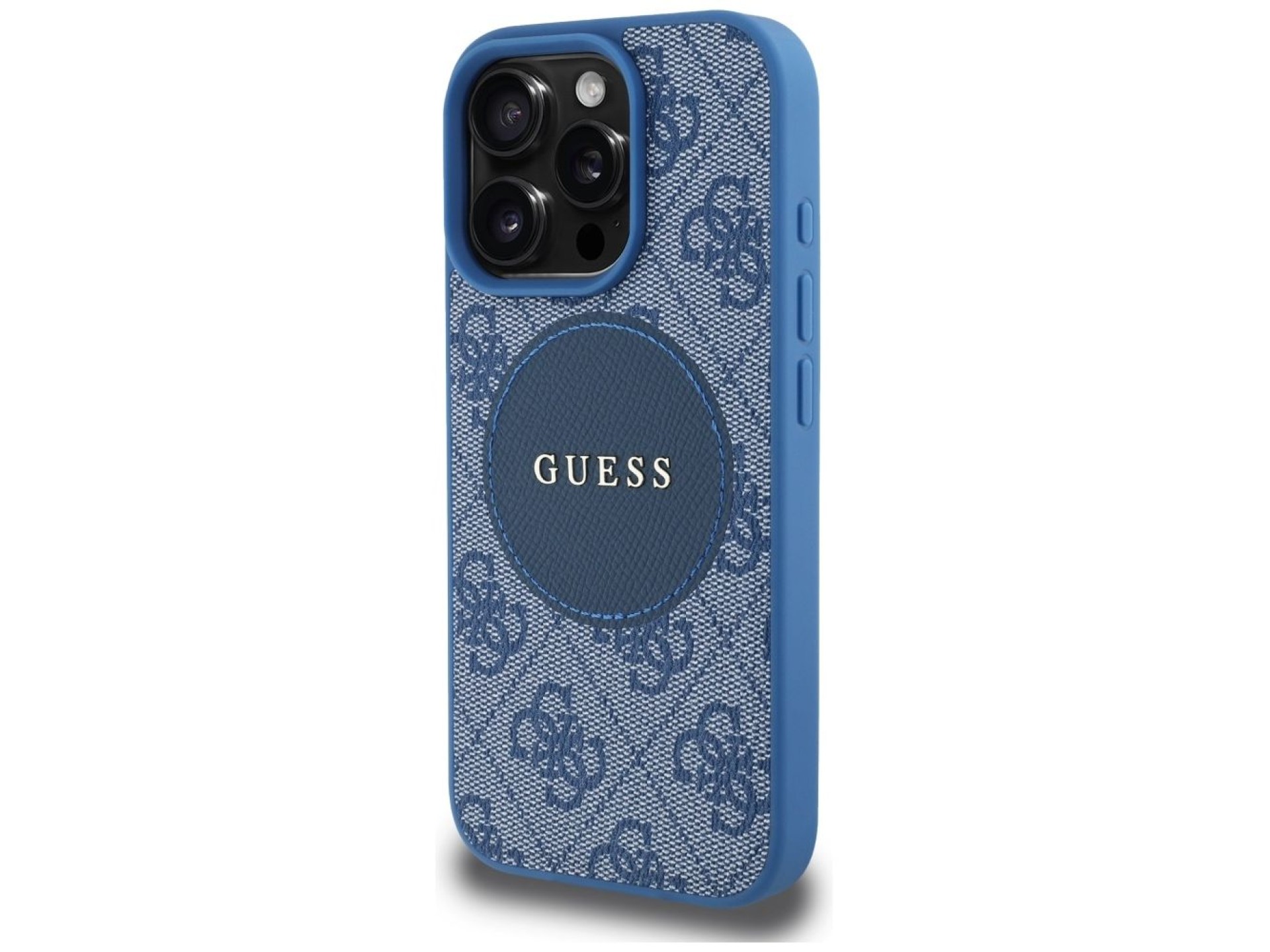 Capa Guess 4G Circle Classic Logo MagSafe para iPhone 16 Pro Max - azul