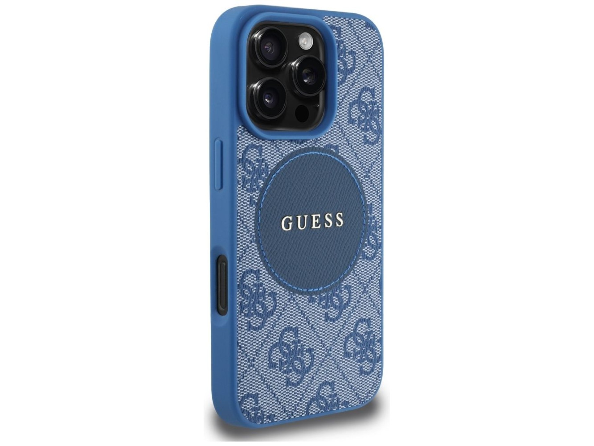 Capa Guess 4G Circle Classic Logo MagSafe para iPhone 16 Pro Max - azul