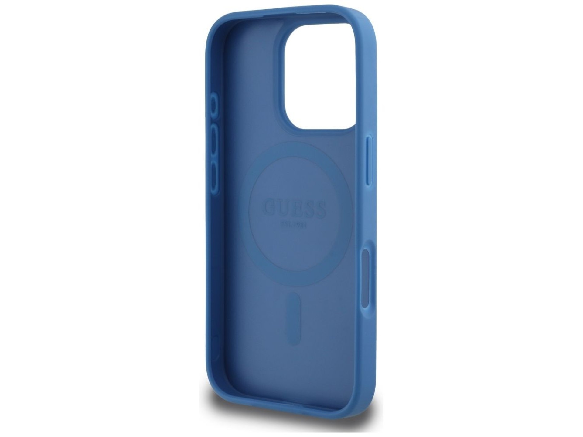 Funda Guess 4G Circle Classic Logo MagSafe para iPhone 16 Pro - azul