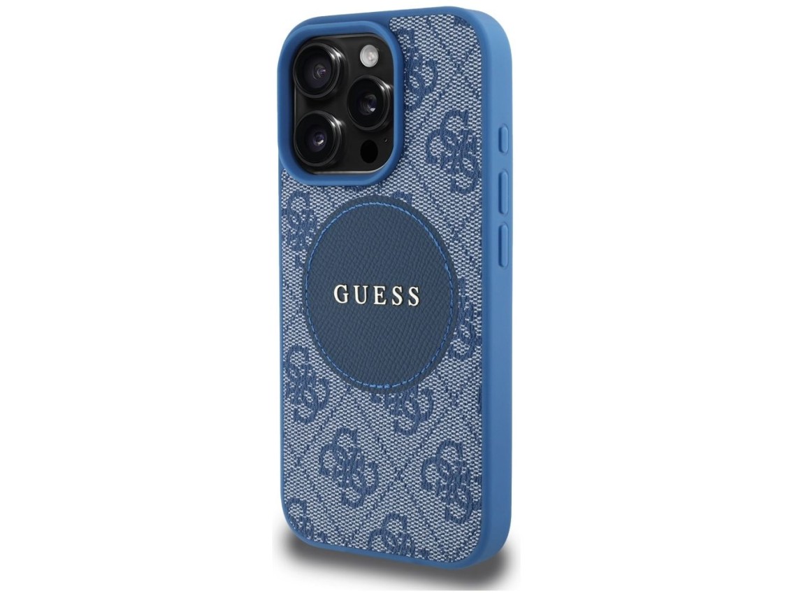 Capa Guess 4G Circle Classic Logo MagSafe para iPhone 16 Pro Max - azul