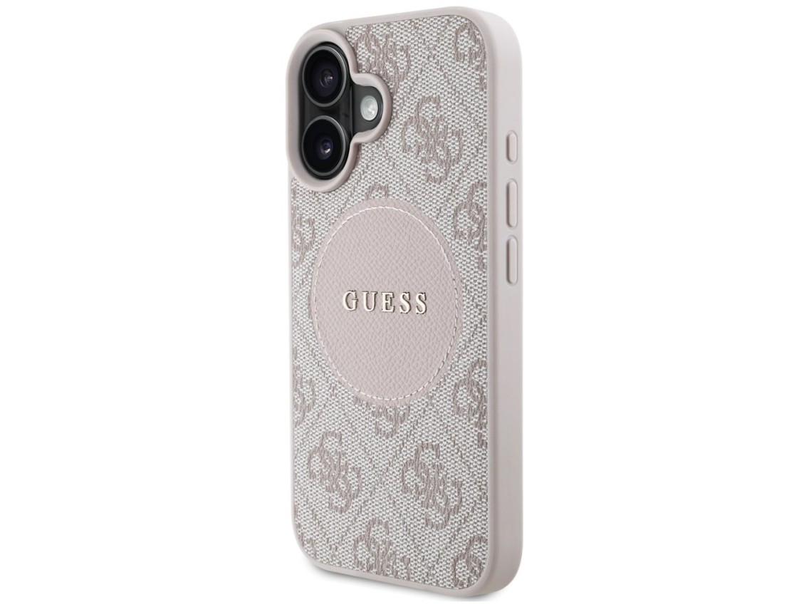 Guess 4G Circle Classic Logo MagSafe iPhone 16 Case - Pink