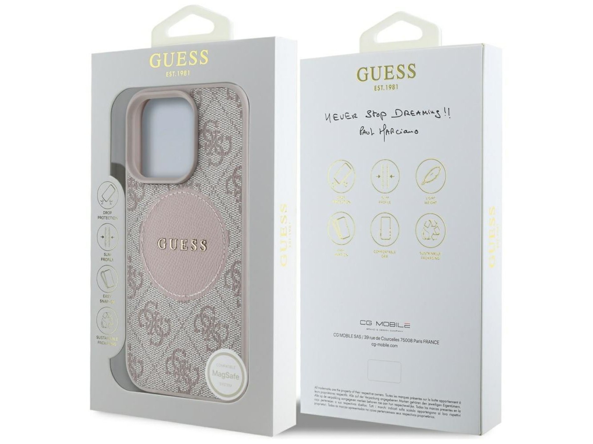 Guess 4G Circle Classic Logo MagSafe iPhone 16 Pro Case - Pink