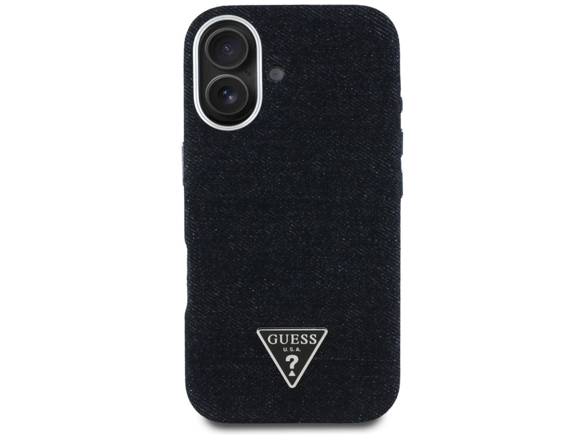 Capa MagSafe Guess Denim Triangle Logo para iPhone 16 - preta