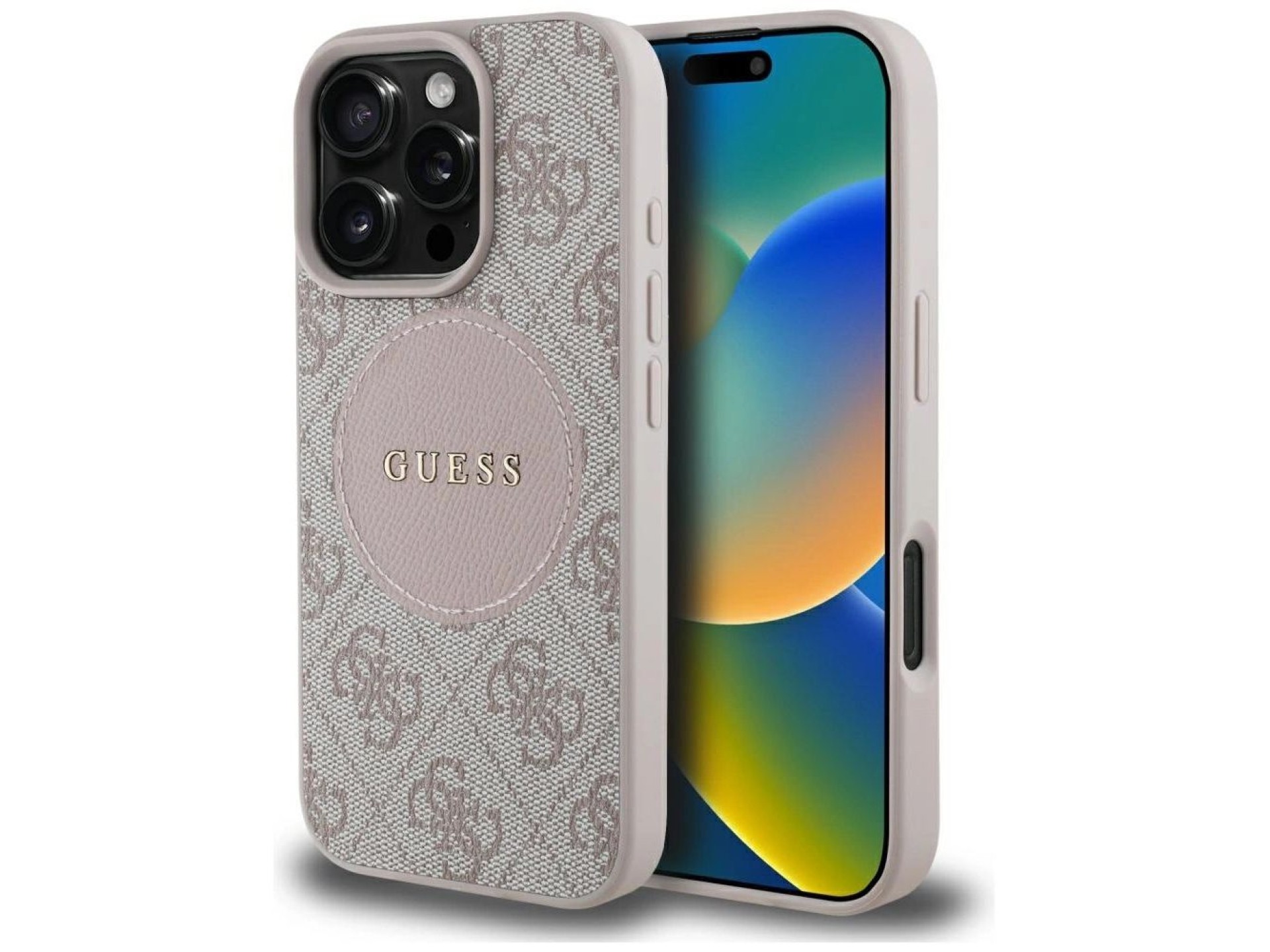 Guess 4G Circle Classic Logo MagSafe iPhone 16 Pro Case - Pink