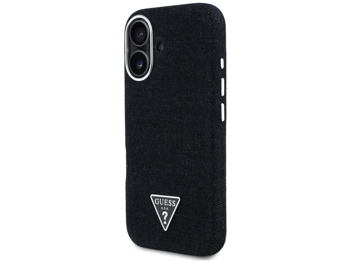 Capa MagSafe Guess Denim Triangle Logo para iPhone 16 - preta