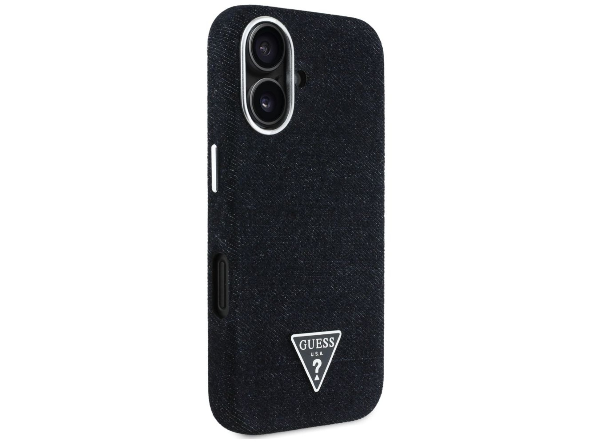 Capa MagSafe Guess Denim Triangle Logo para iPhone 16 - preta