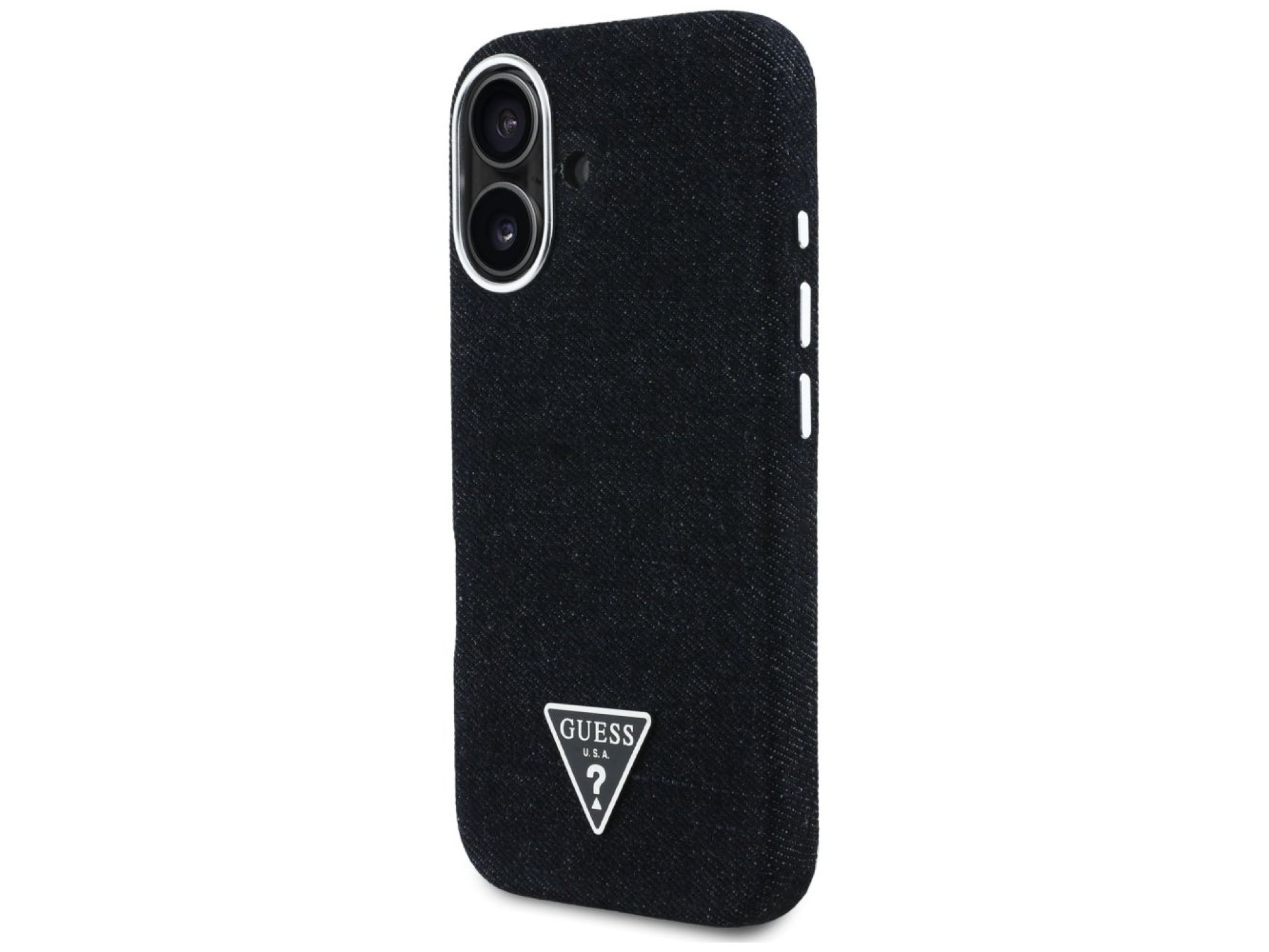 Capa MagSafe Guess Denim Triangle Logo para iPhone 16 - preta