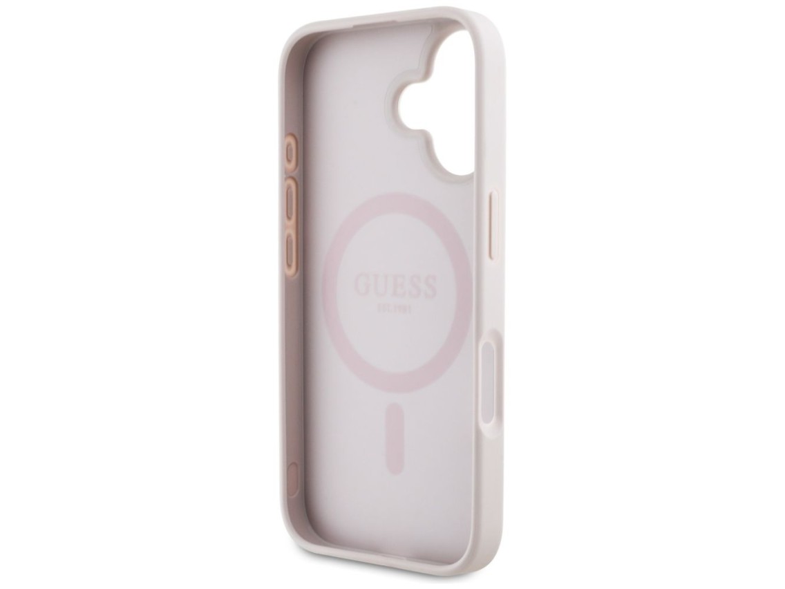 Guess 4G Circle Classic Logo MagSafe iPhone 16 Case - Pink