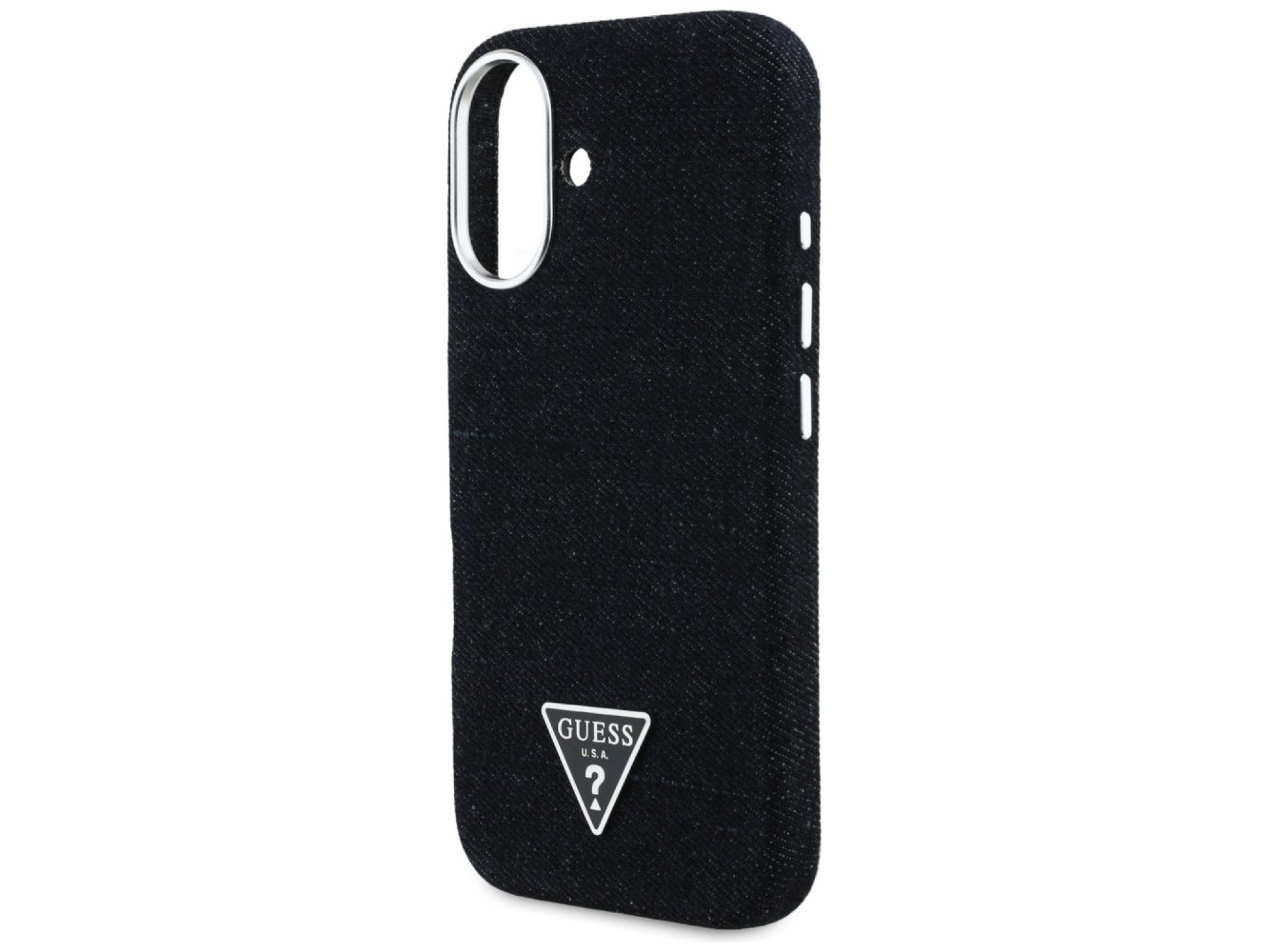 Capa MagSafe Guess Denim Triangle Logo para iPhone 16 - preta