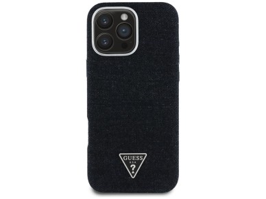 Guess Denim Triangle Logo MagSafe iPhone 16 Pro Max Case - Black Guess Denim Triangle Logo MagSafe iPhone 16 Pro Max Case - Black